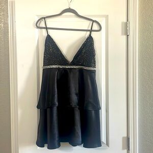Short Black Formal/Semi-Formal Dress with Sequins and Pearl/Diamond Details